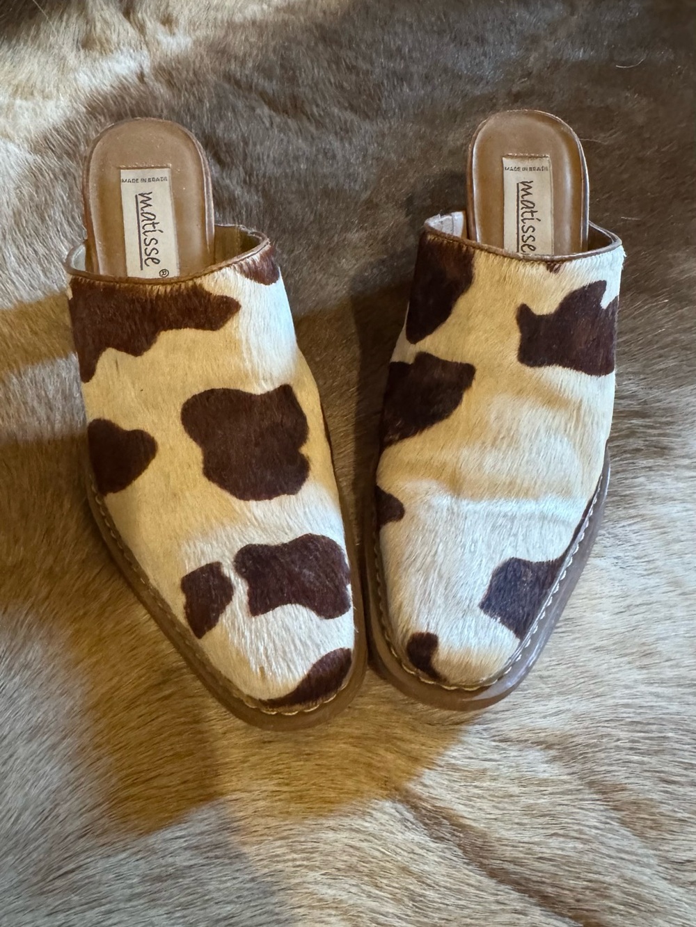 Matisse Brown & Cream Cowhide Slip-On Mule